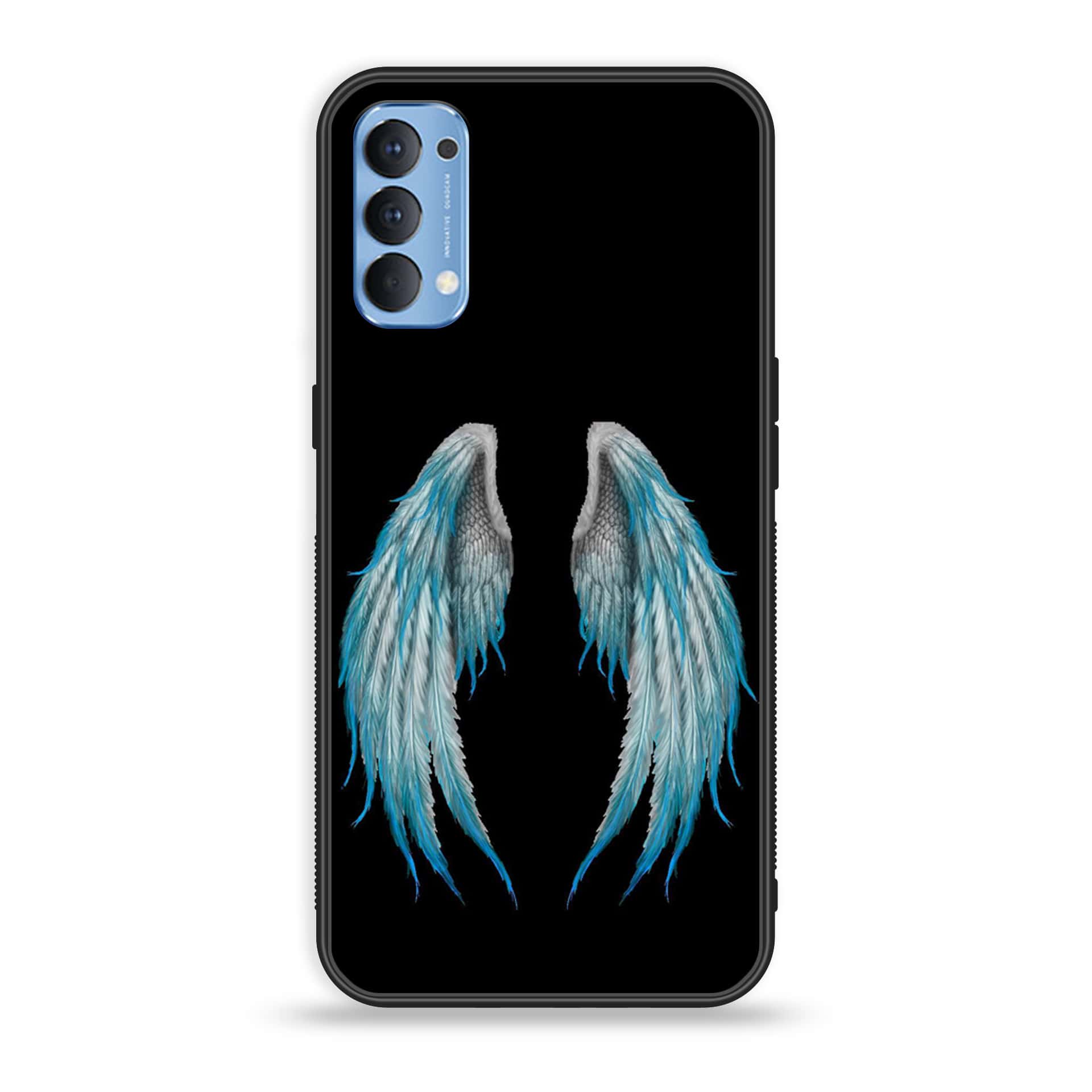 Oppo Reno 4 4G  - Angel Wings Series - Premium Printed Glass soft Bumper shock Proof Case