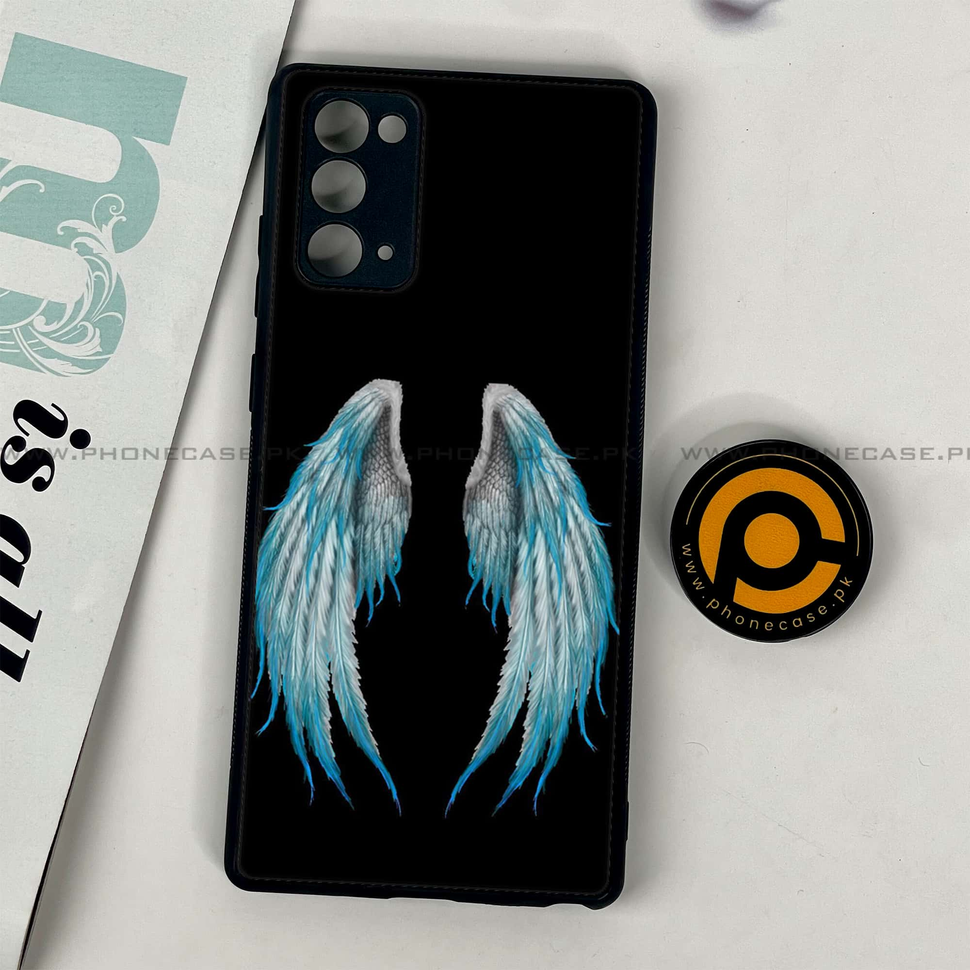 Samsung Galaxy Note 20 - Angel Wing Series - Premium Printed Glass soft Bumper shock Proof Case