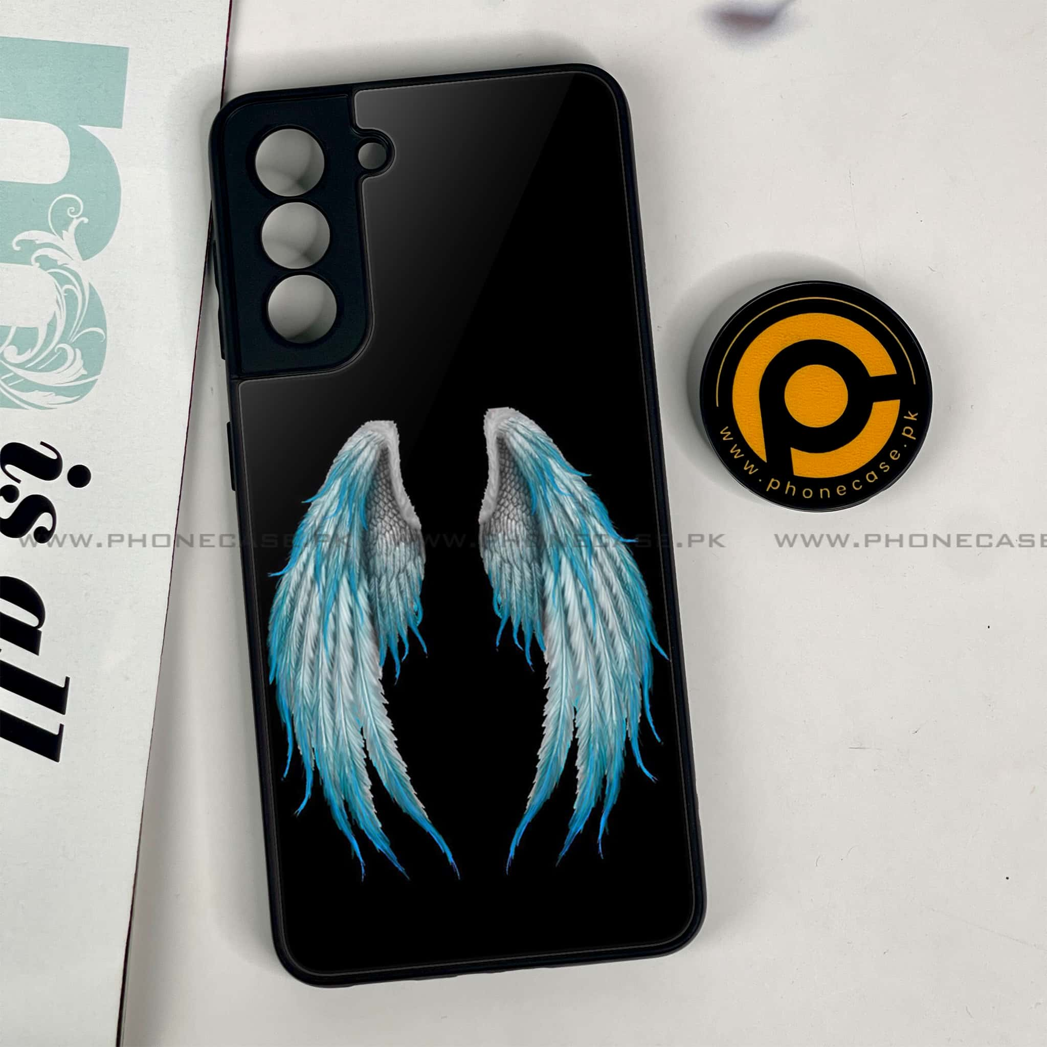 Samsung Galaxy S21 - Angel Wing Series - Premium Printed Glass soft Bumper shock Proof Case