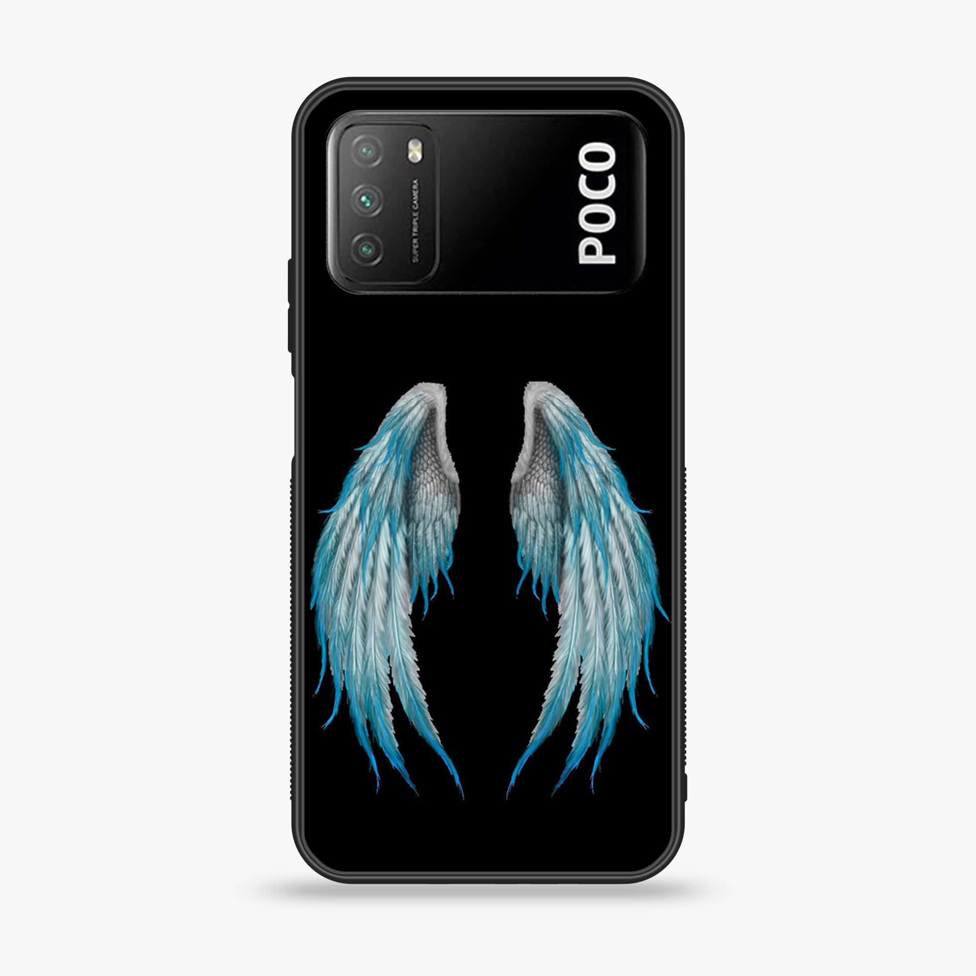 Xiaomi Poco M3 - Angel Wings Series - Premium Printed Glass soft Bumper shock Proof Case