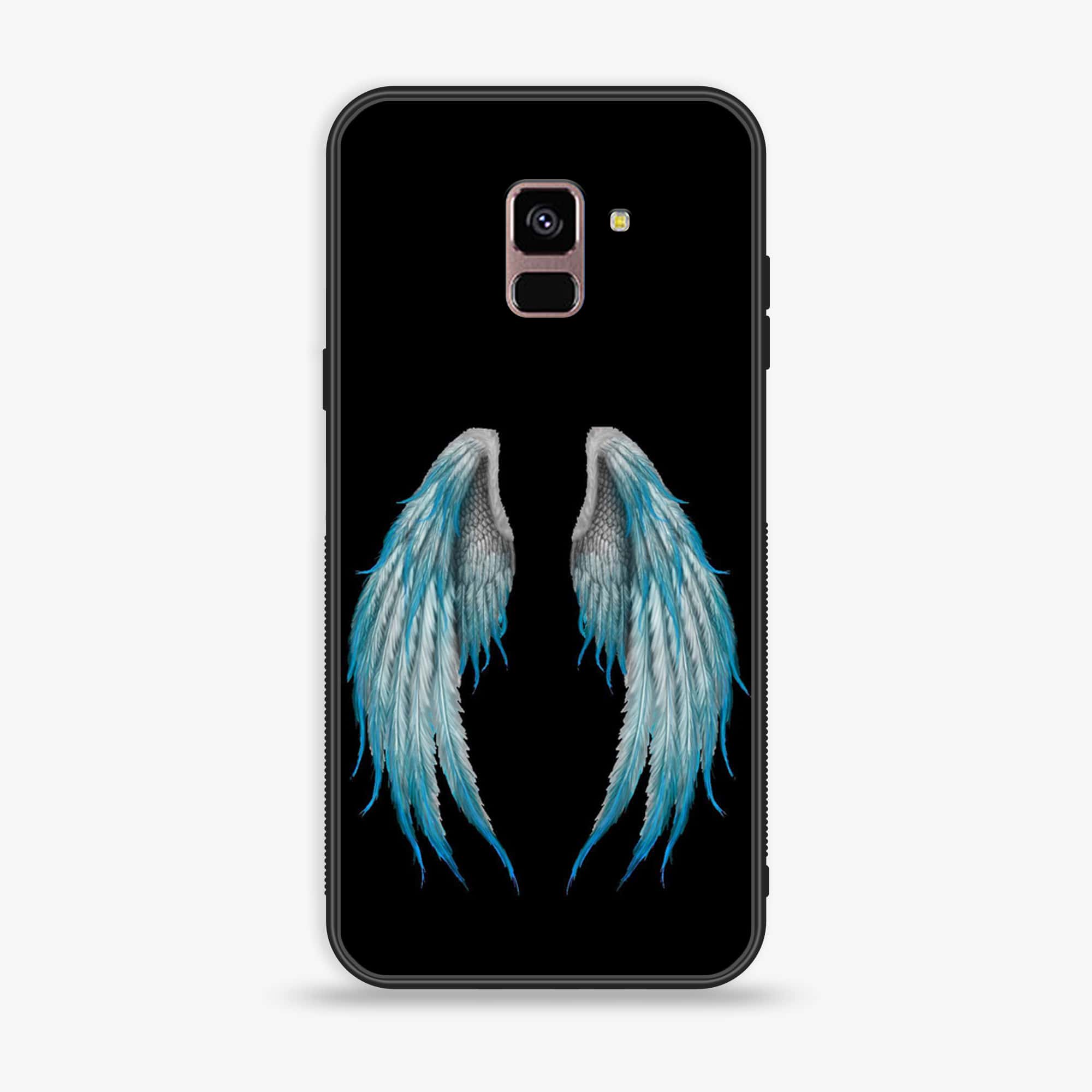 Samsung Galaxy A8+ (2018) - Angel wings Series - Premium Printed Glass soft Bumper shock Proof Case