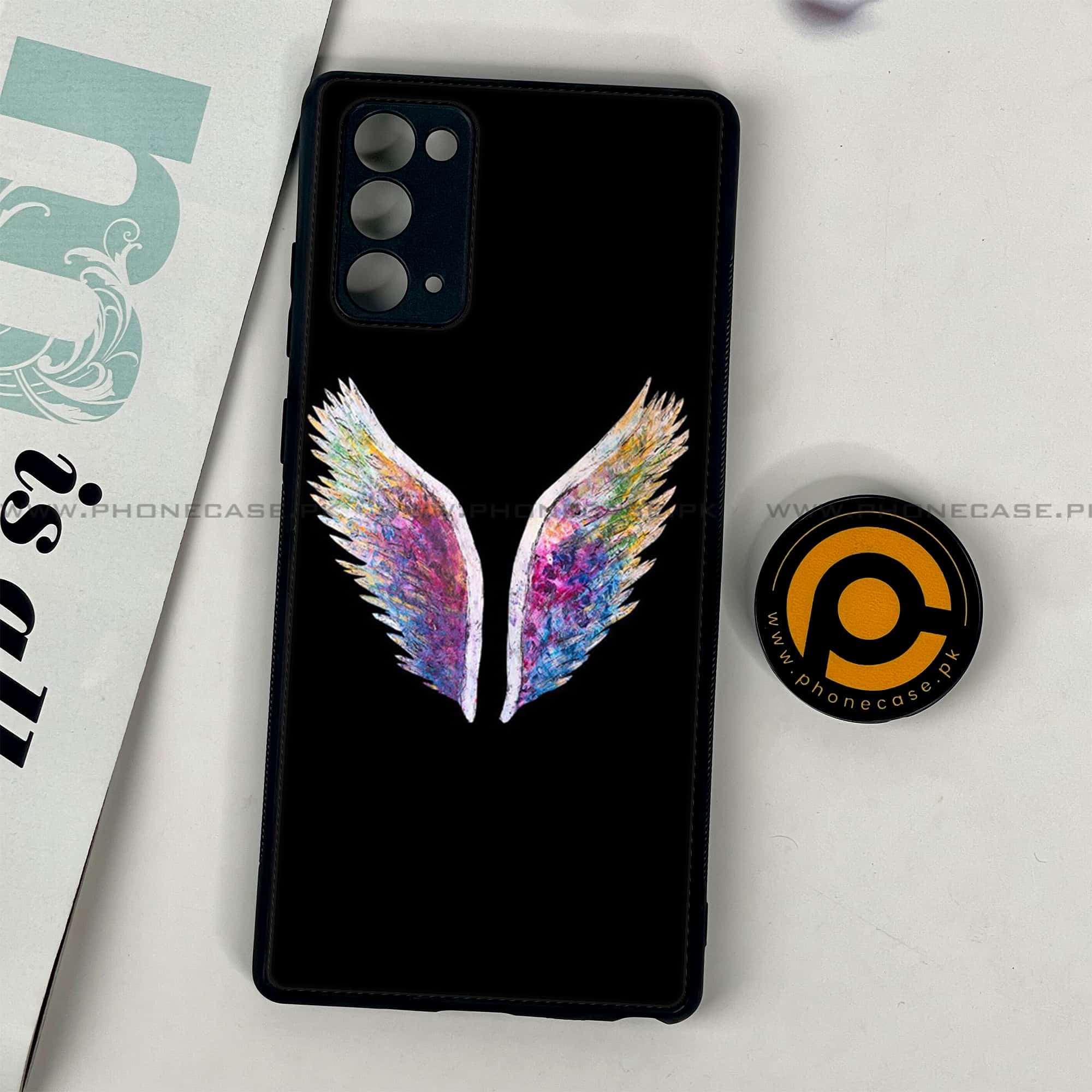 Samsung Galaxy Note 20 - Angel Wing Series - Premium Printed Glass soft Bumper shock Proof Case