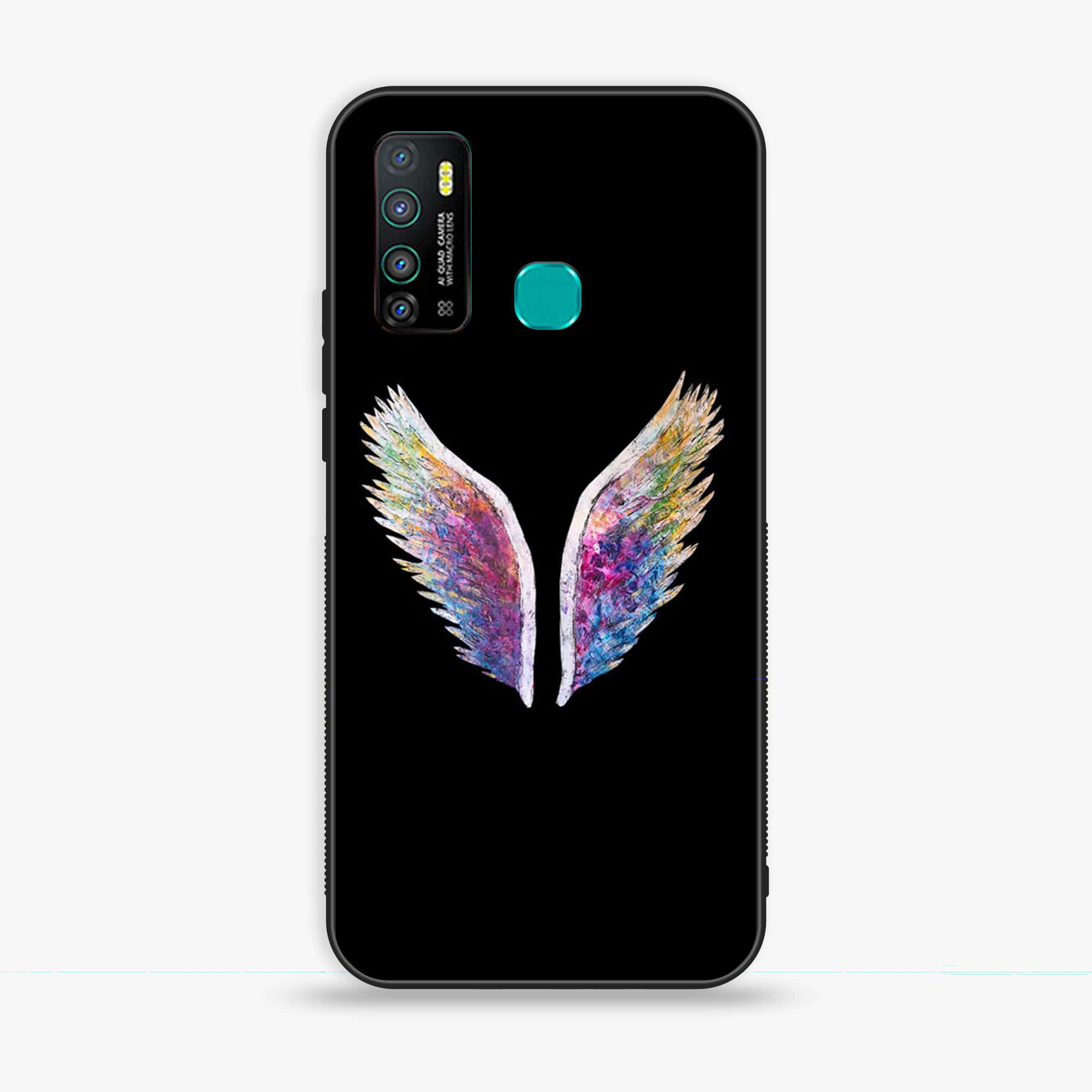 Infinix Hot 9 - Angel Wings Series - Premium Printed Glass soft Bumper shock Proof Case