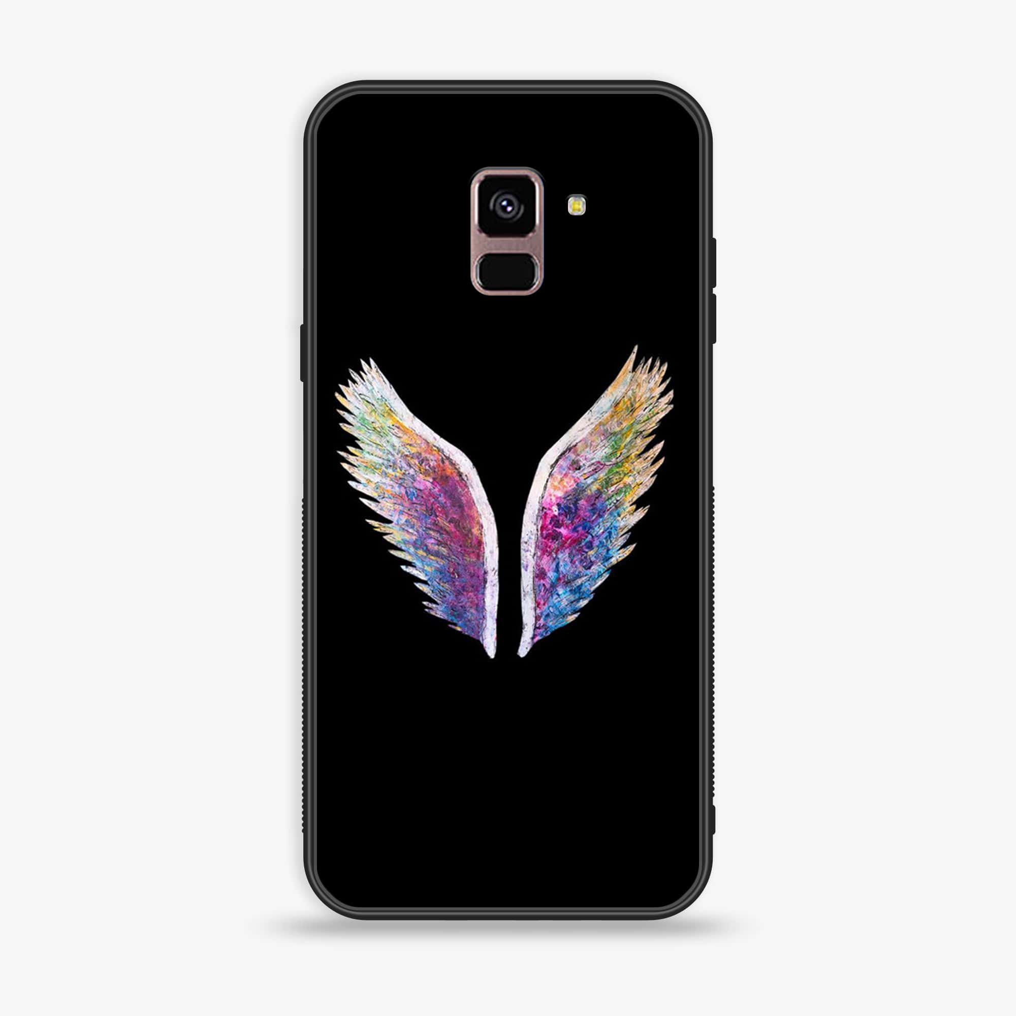 Samsung Galaxy A8+ (2018) - Angel wings Series - Premium Printed Glass soft Bumper shock Proof Case