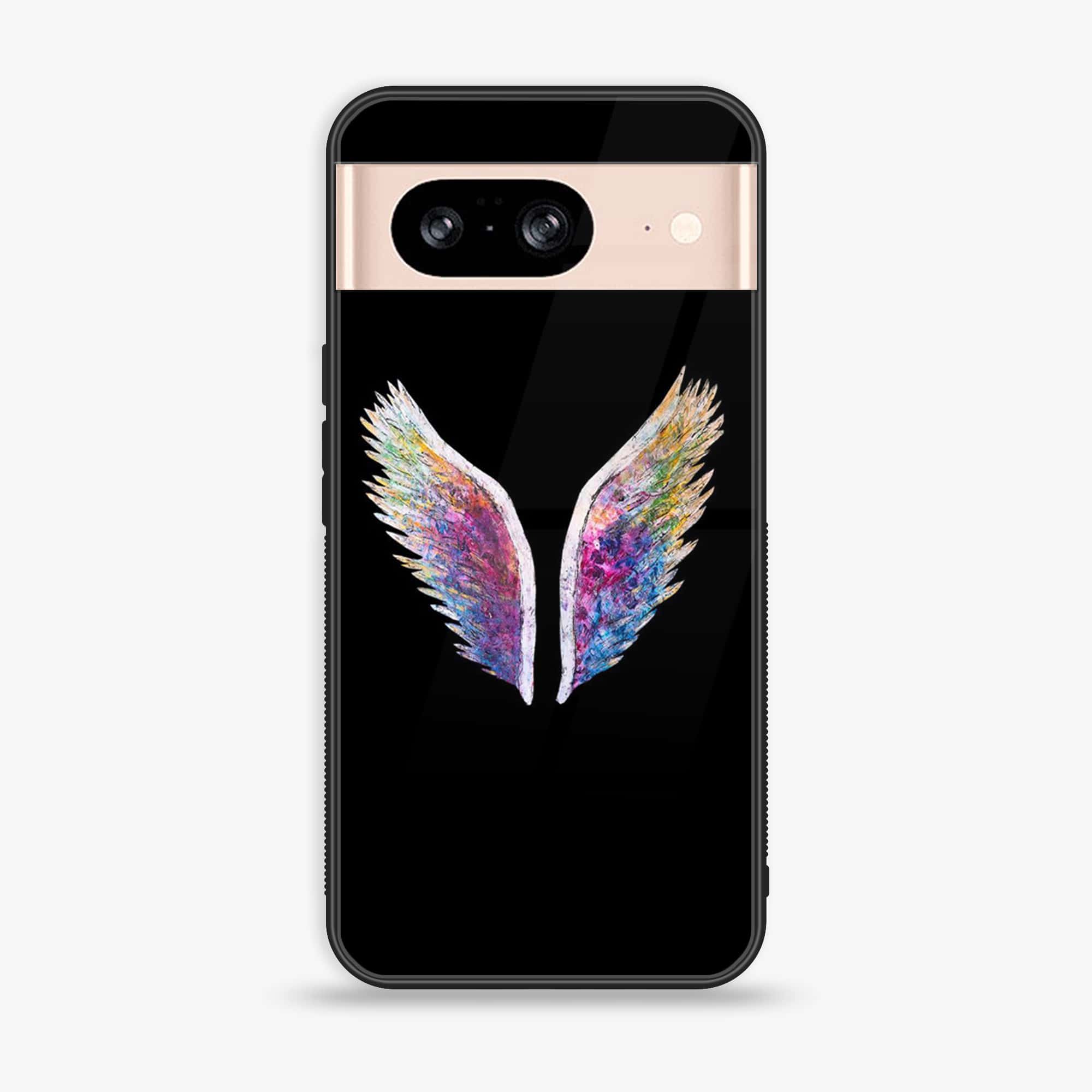 Google Pixel 8 - Angel Wings Series - Premium Printed Glass soft Bumper shock Proof Case