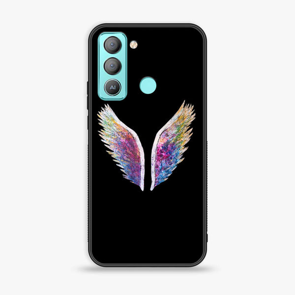 Tecno POP 5 LTE Angel Wings Design 3 Premium Printed Glass soft Bumper shock Proof Case CS-17858