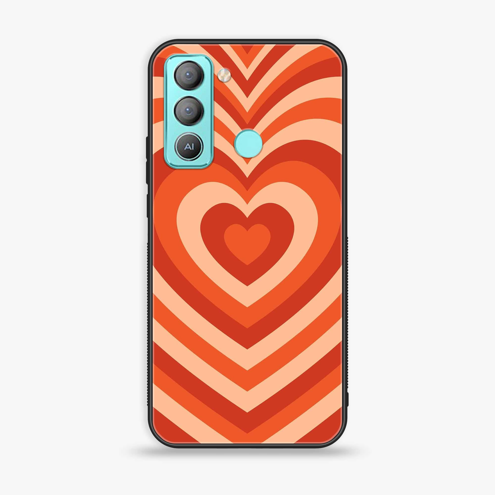 Tecno POP 5 LTE Heart Beat Series Premium Printed Glass soft Bumper shock Proof Case