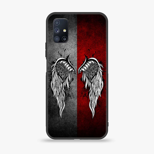 Samsung Galaxy M51 - Angel Wings Series - Premium Printed Glass soft Bumper shock Proof Case