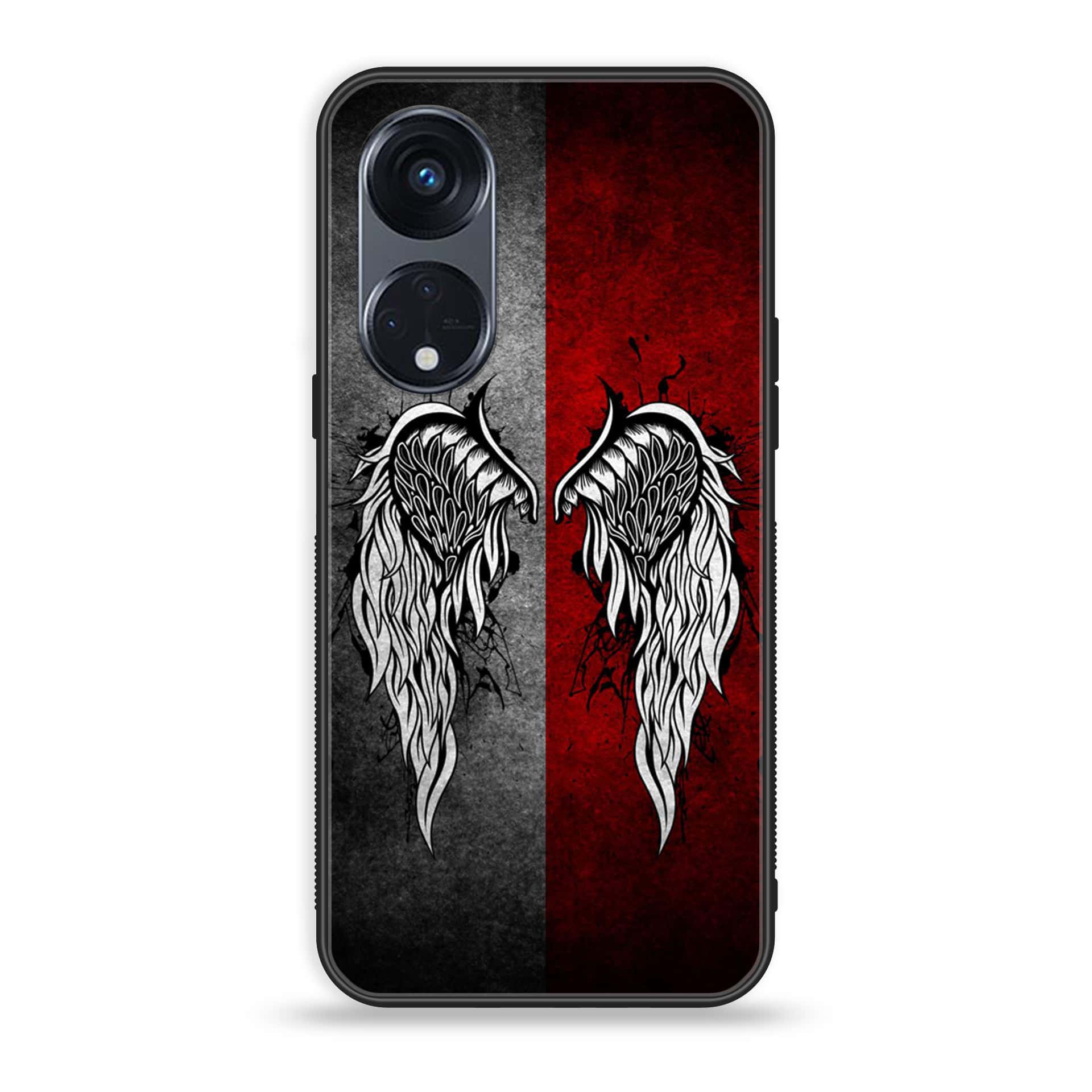 OPPO Reno 8T 5G - Angel Wings Series - Premium Printed Glass soft Bumper shock Proof Case