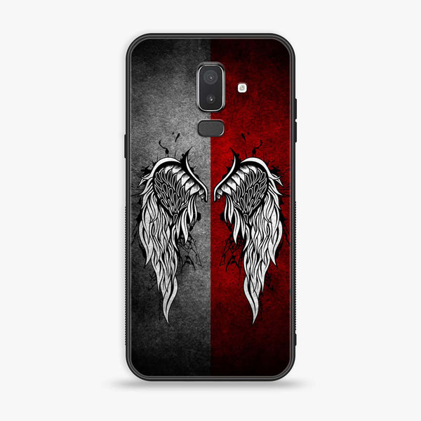 Samsung Galaxy J8 2018 - Angel Wings Design 2  - Premium Printed Glass soft Bumper shock Proof Case  CS-36278