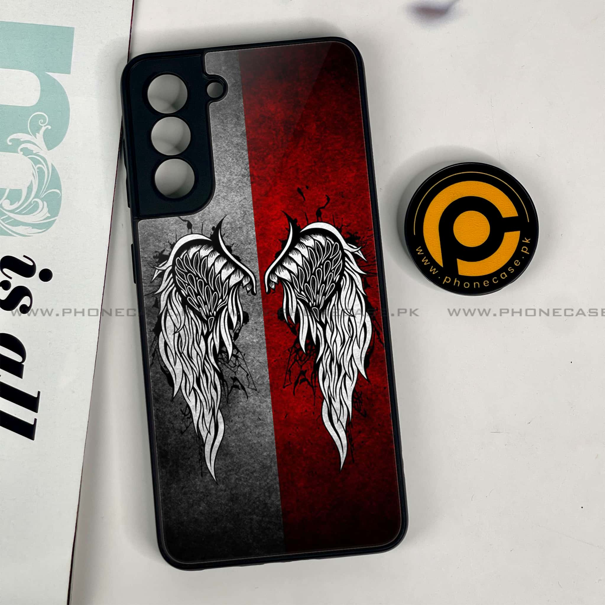 Samsung Galaxy S21 - Angel Wing Series - Premium Printed Glass soft Bumper shock Proof Case