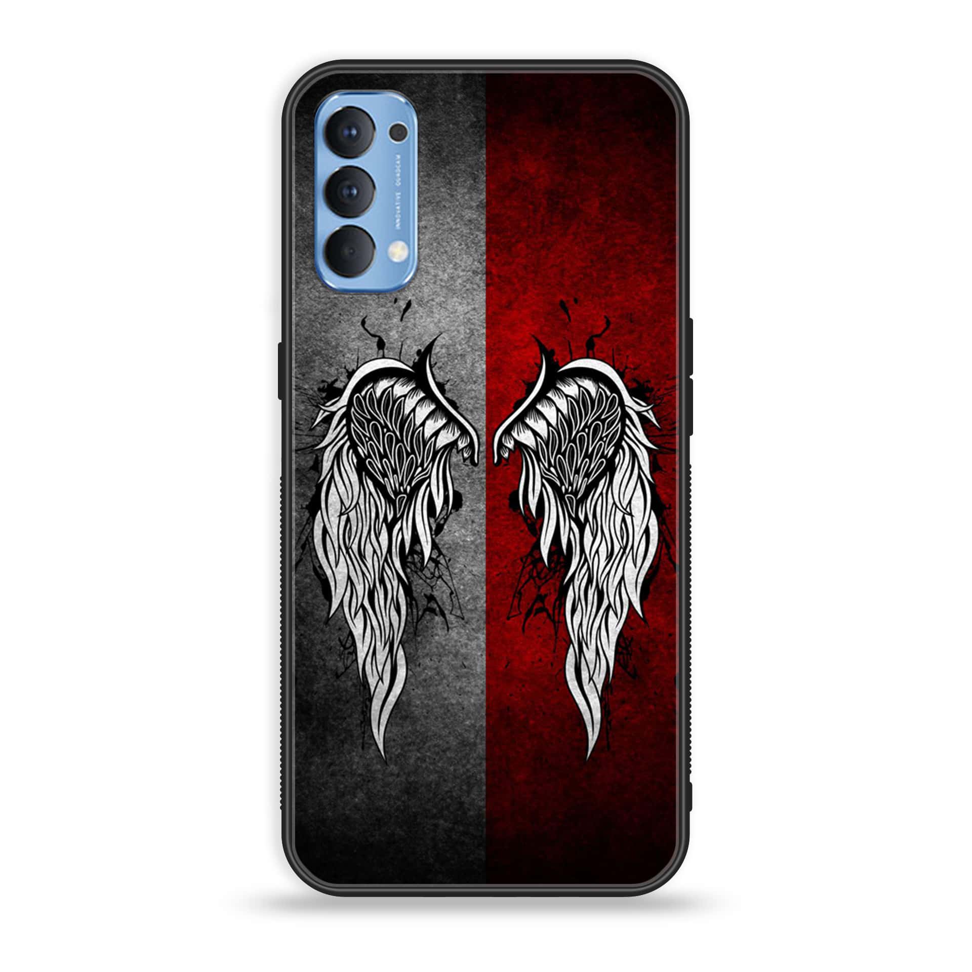 Oppo Reno 5 Pro 5G Angel Wings Series Premium Printed Glass soft Bumper shock Proof Case