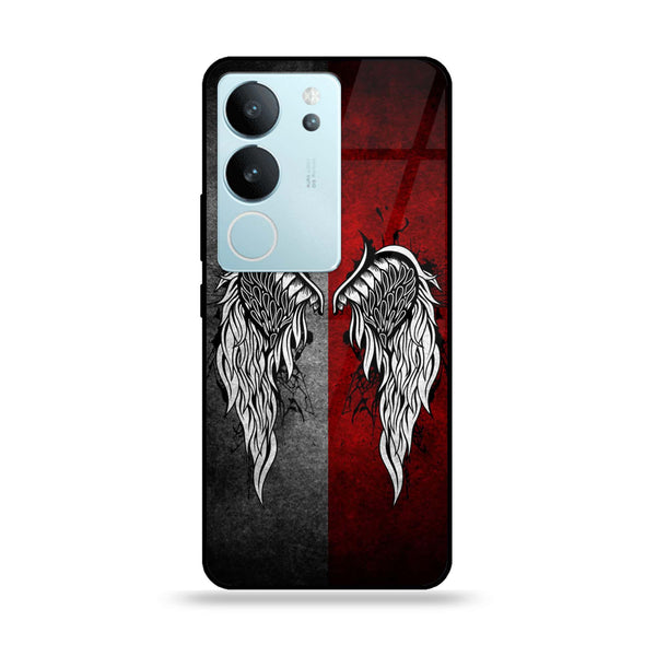 Vivo V29 - Angel Wings Design 2- Premium Printed Glass soft Bumper shock Proof Case CS-12799