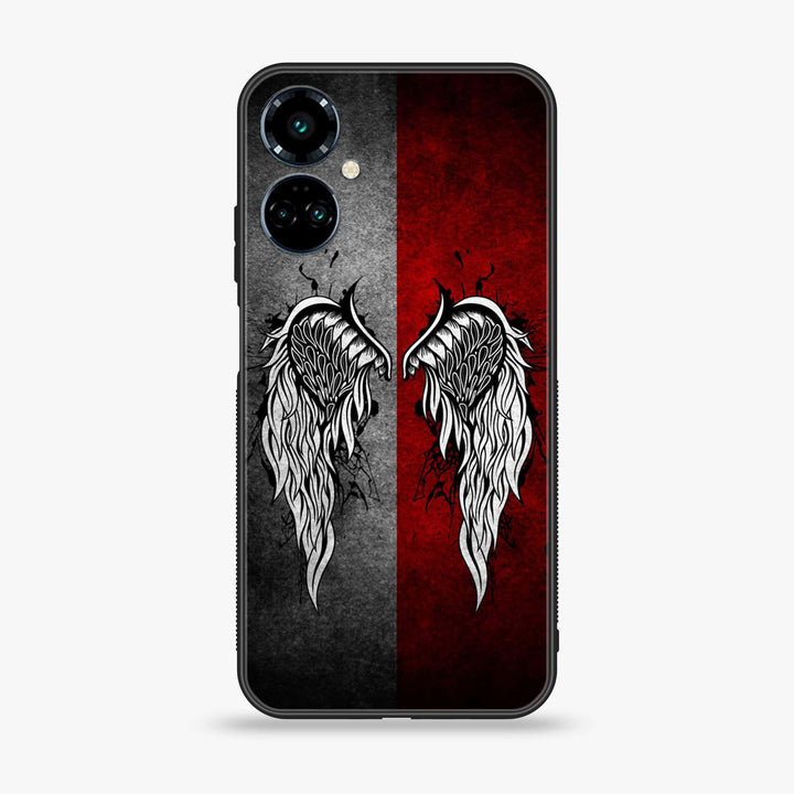 Tecno Camon 19 Angel Wings Design 2 Premium Printed Glass soft Bumper shock Proof Case CS-18056