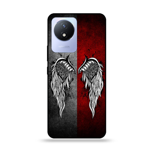 Vivo Y02 - Angel Wings Design 2- Premium Printed Glass soft Bumper shock Proof Case CS-19544