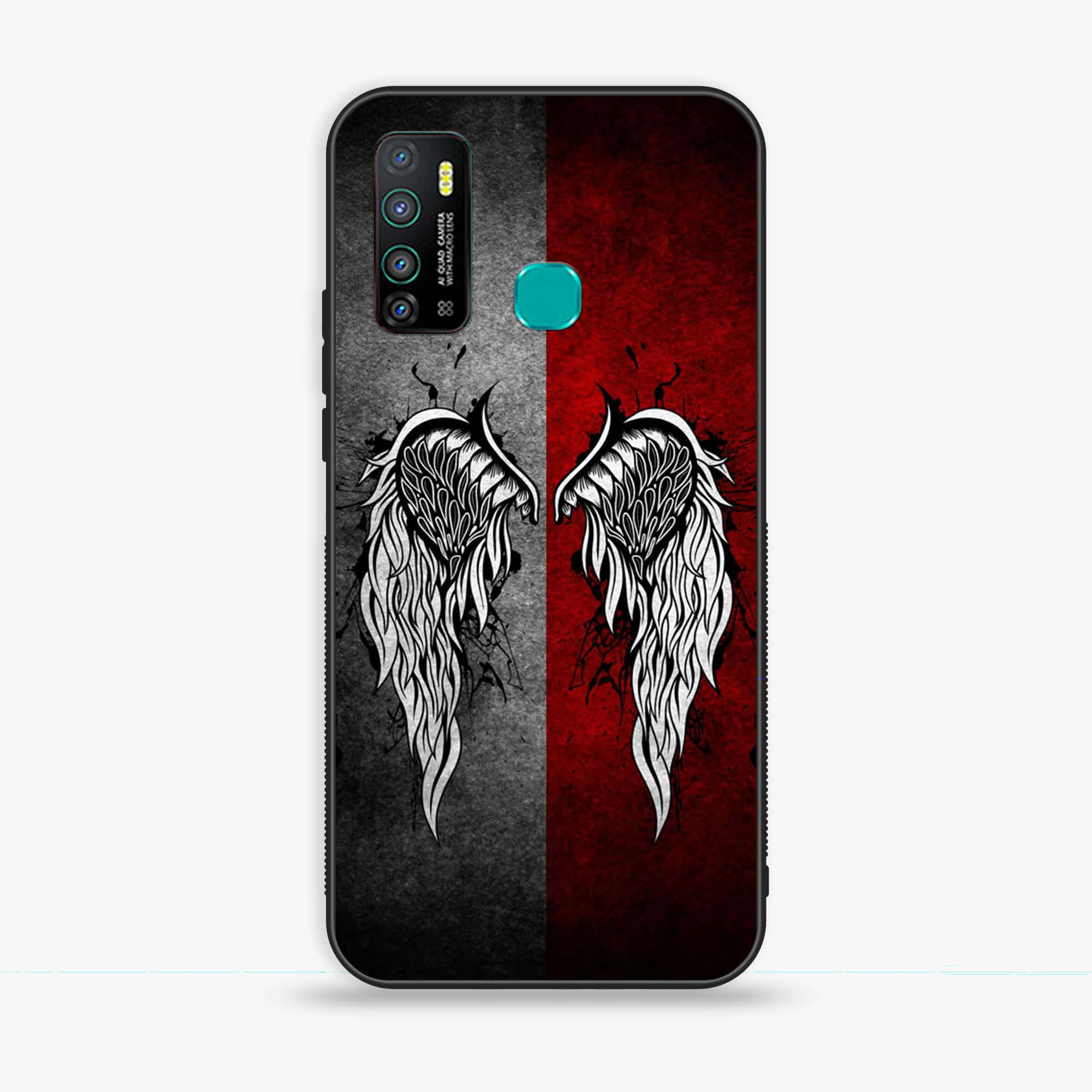 Infinix Hot 9 - Angel Wings Series - Premium Printed Glass soft Bumper shock Proof Case