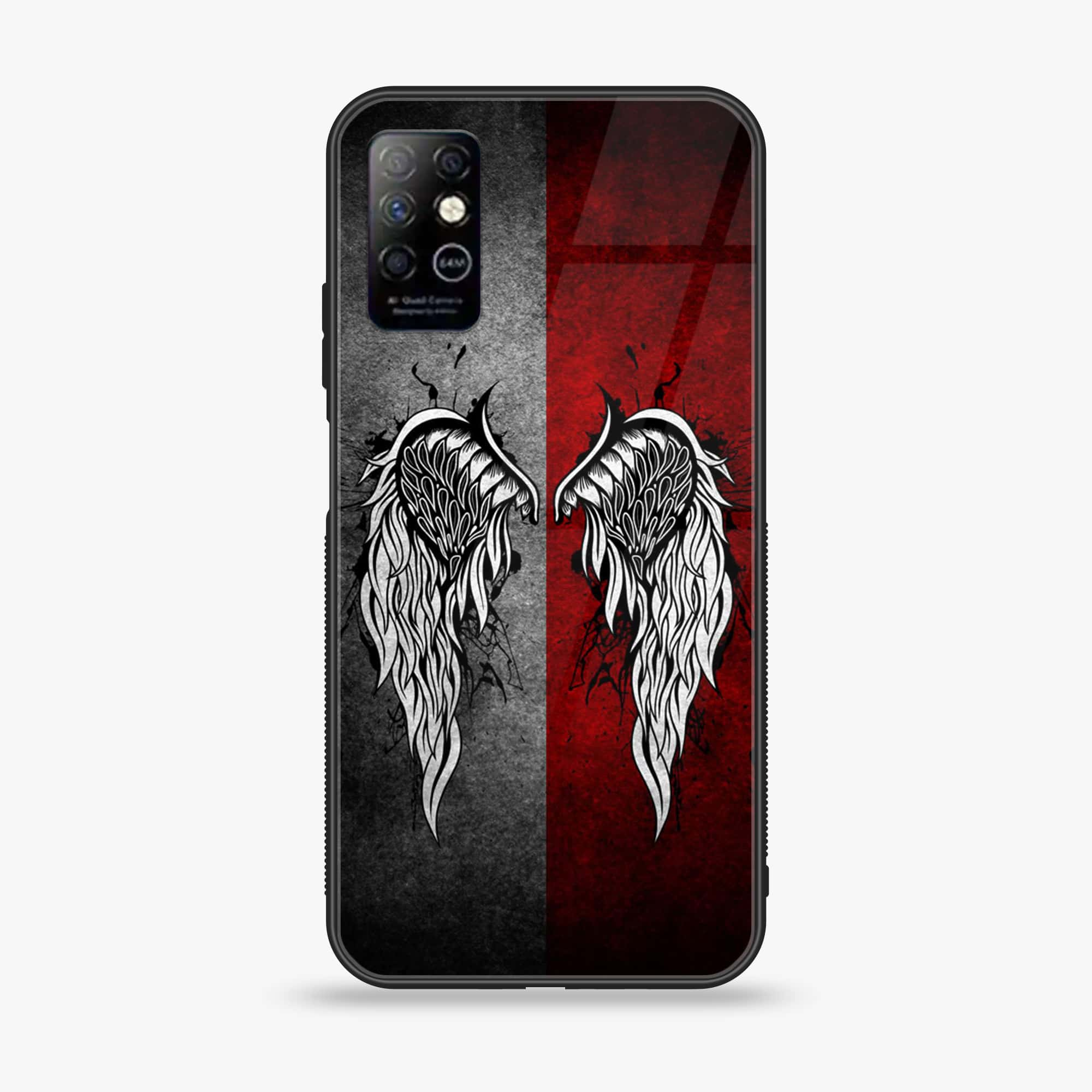 Infinix Note 8i - Angel Wings Series - Premium Printed Glass soft Bumper shock Proof Case