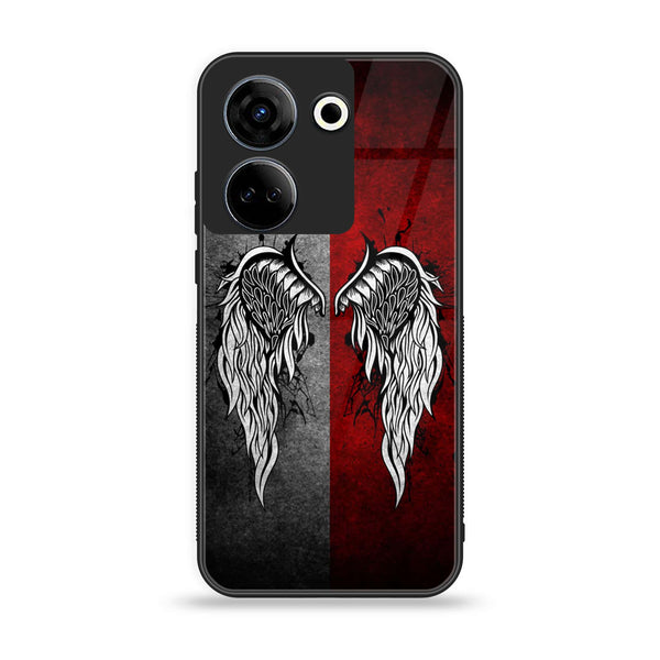 Tecno Camon 20 - Angel Wings Design 2- Premium Printed Glass soft Bumper shock Proof Case CS-18014