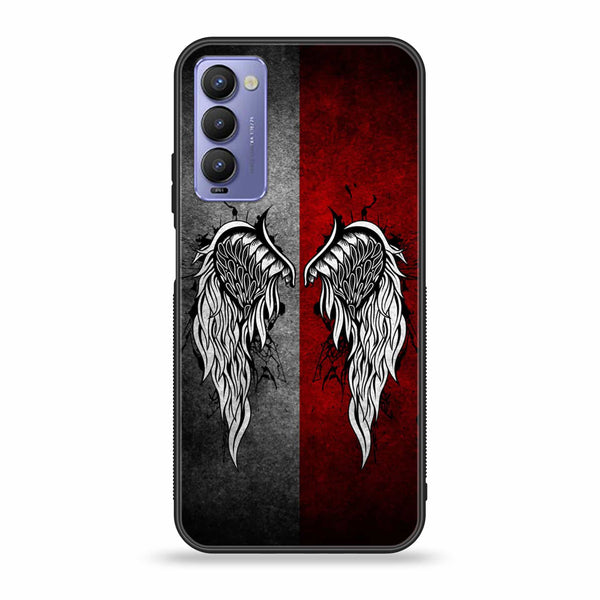 Tecno Camon 18/ 18P/ 18t Angel Wings Design 2  Premium Printed Glass soft Bumper shock Proof Case CS-26950