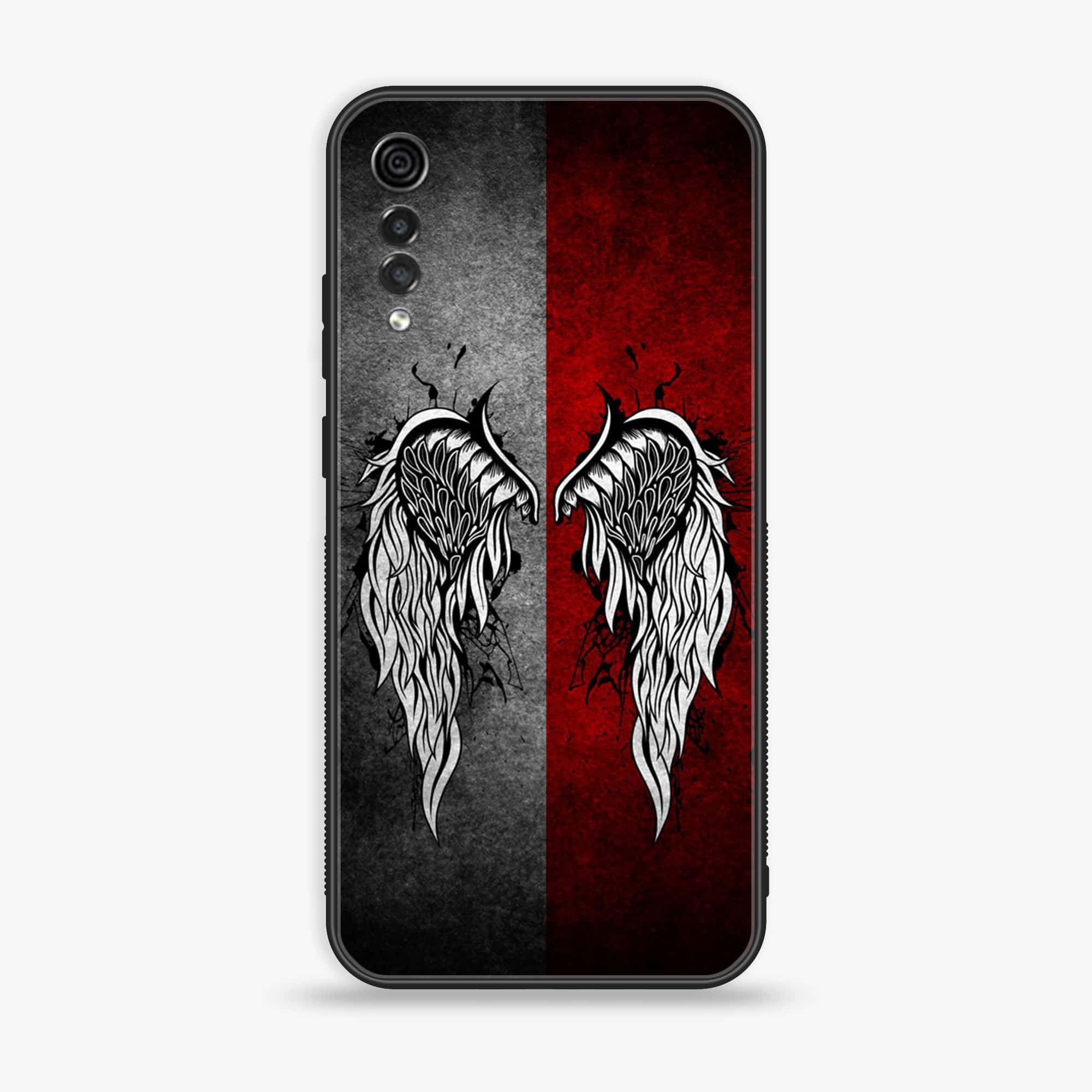 LG Velvet - Angel Wings Series - Premium Printed Glass soft Bumper shock Proof Case