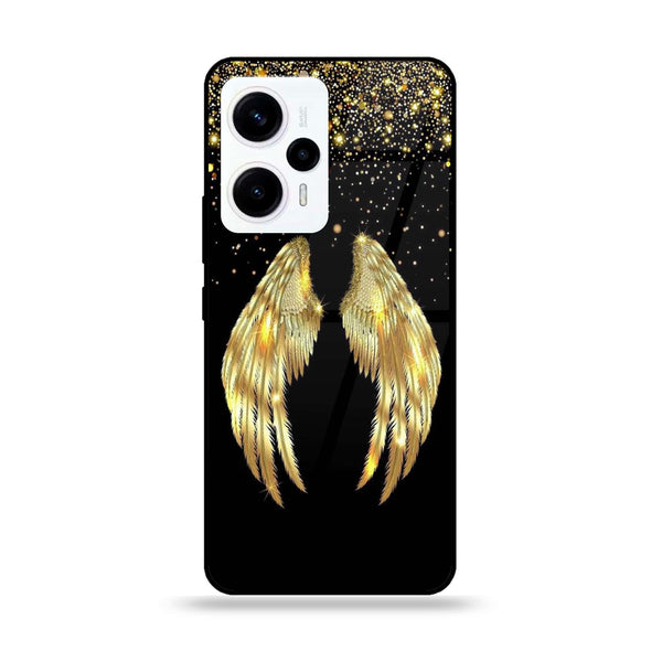 Xiaomi Poco F5 - Angel Wings Series - Premium Printed Glass soft Bumper shock Proof Case