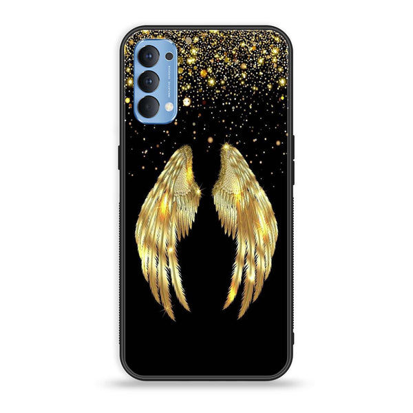 Oppo Reno 4 4G  - Angel Wings Series - Premium Printed Glass soft Bumper shock Proof Case