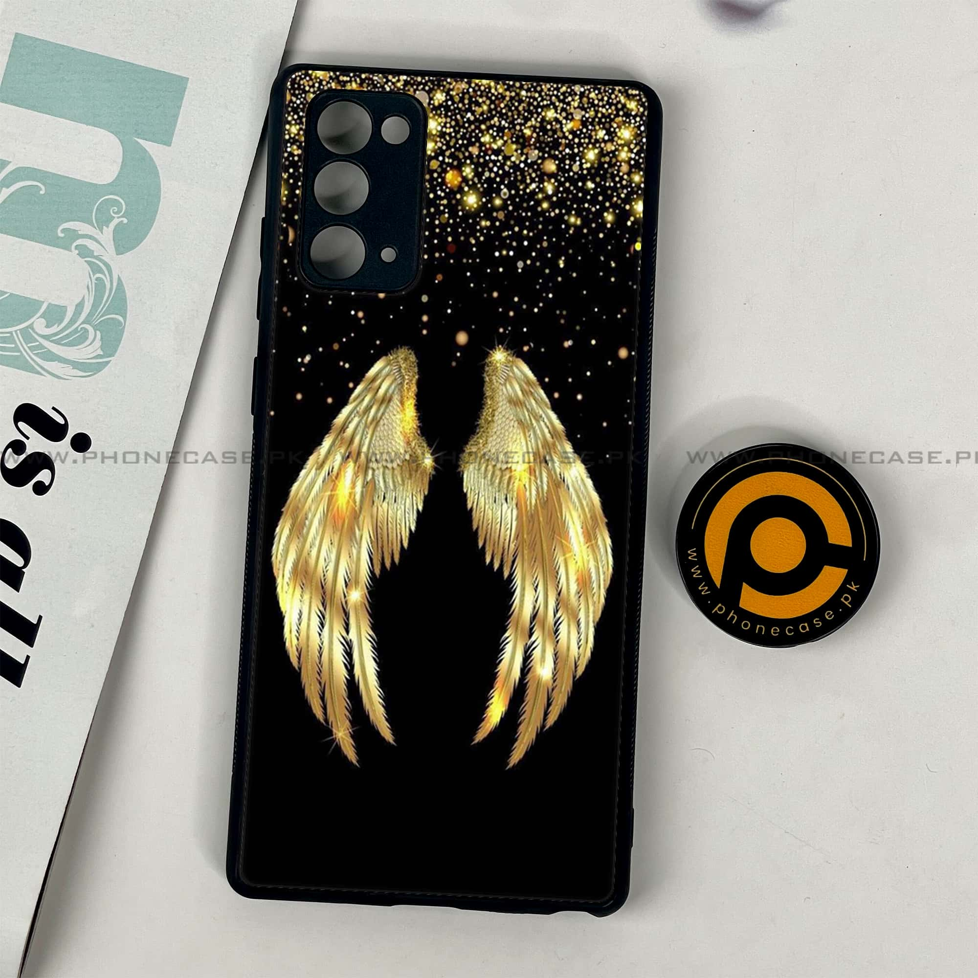 Samsung Galaxy Note 20 - Angel Wing Series - Premium Printed Glass soft Bumper shock Proof Case