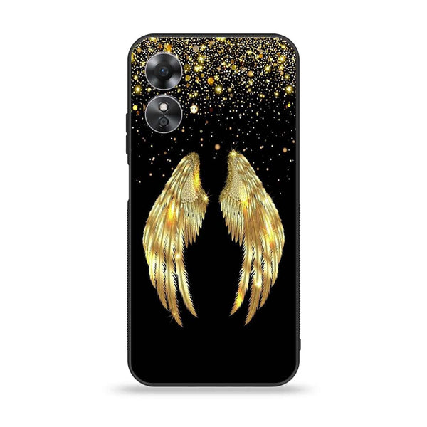 OPPO A17 - Angel Wings Series - Premium Printed Glass soft Bumper shock Proof Case