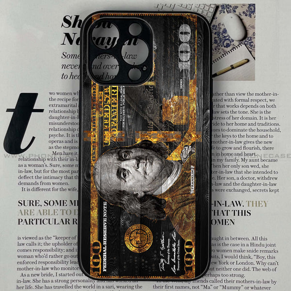 iPhone 15 Pro - Dollar Series - Premium Printed Glass soft Bumper shock Proof Case