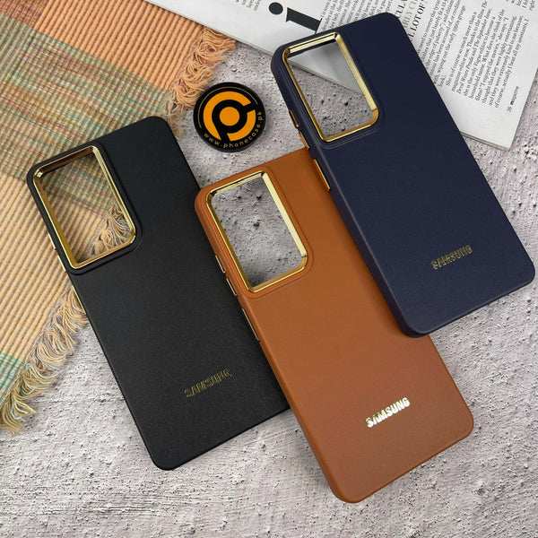Galaxy S21 Ultra Premium Dual layer Leather Feel Electroplated Case