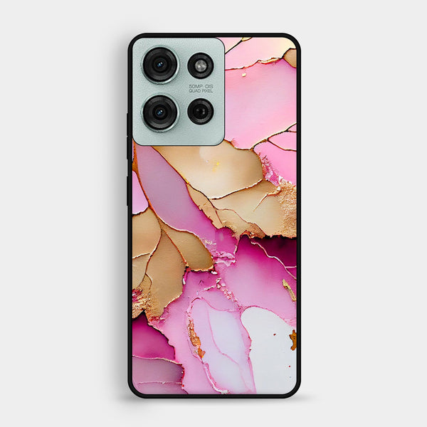 Motorola Moto G75 - Pink Marble 2.0 Design 4 - Premium Metal Printed Soft Bumper Shock Proof Case