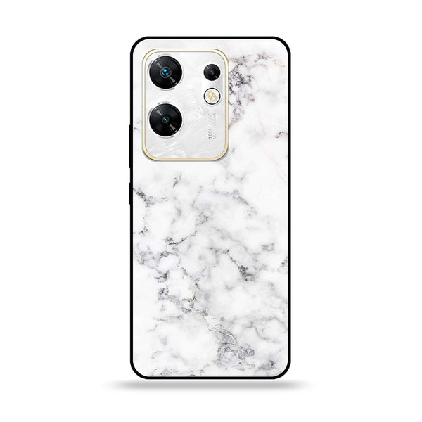 Infinix Zero 30 4G - White Marble Series  Design 10 - Premium Printed Glass soft Bumper shock Proof Case  CS-21257