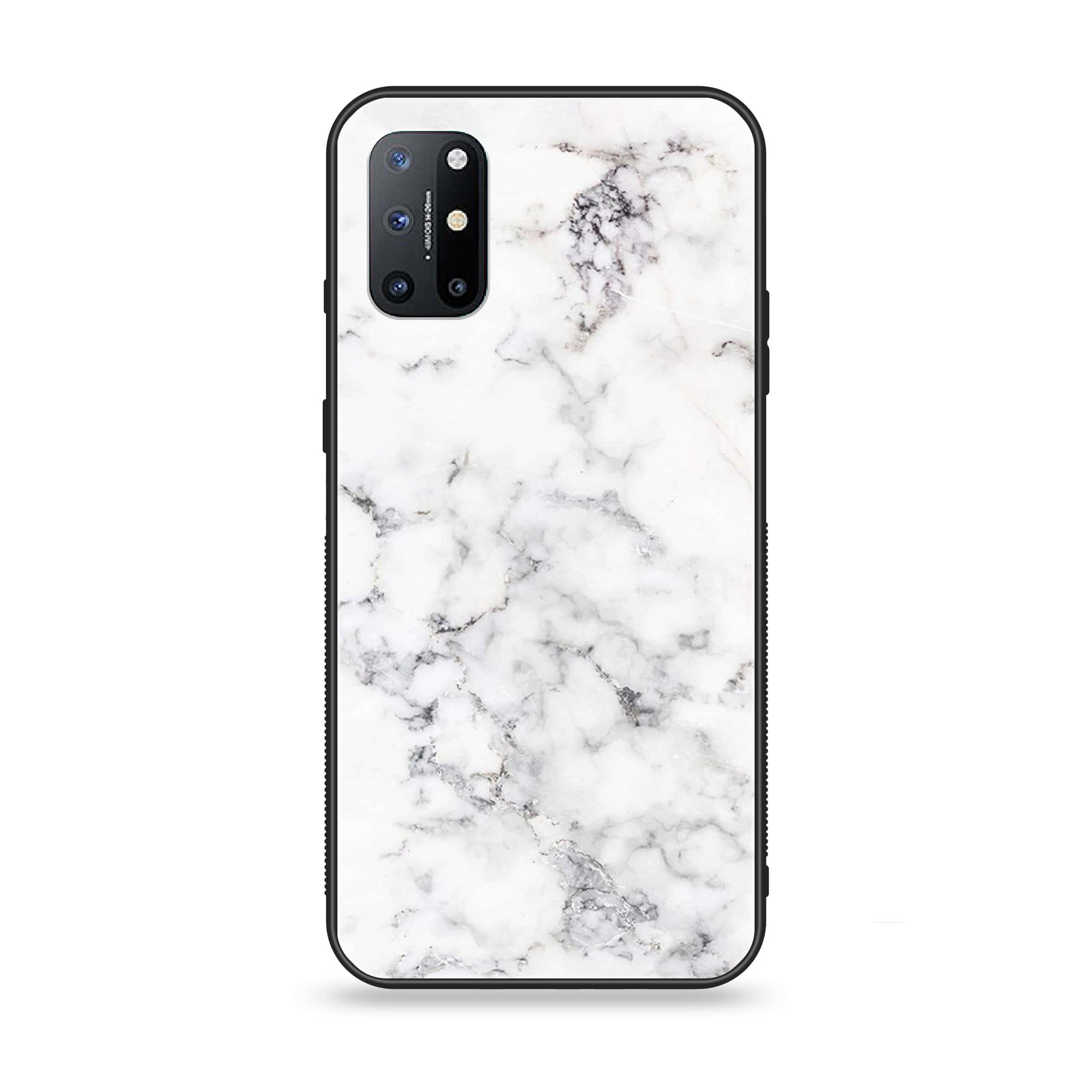 OnePlus 8T - White Marble Series - Premium Printed Glass soft Bumper shock Proof Case