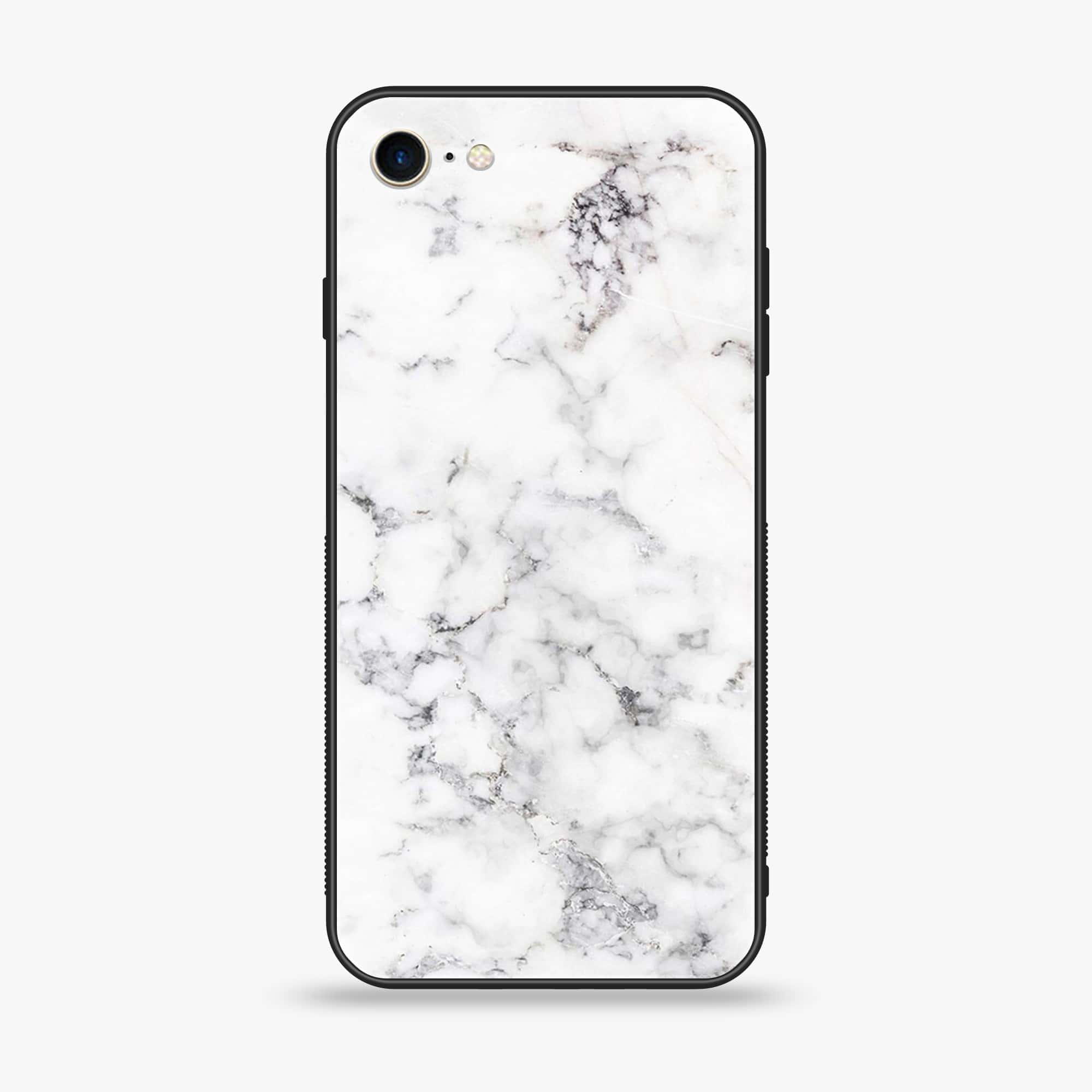 iPhone 7 - White Marble Series - Premium Printed Glass soft Bumper shock Proof Case