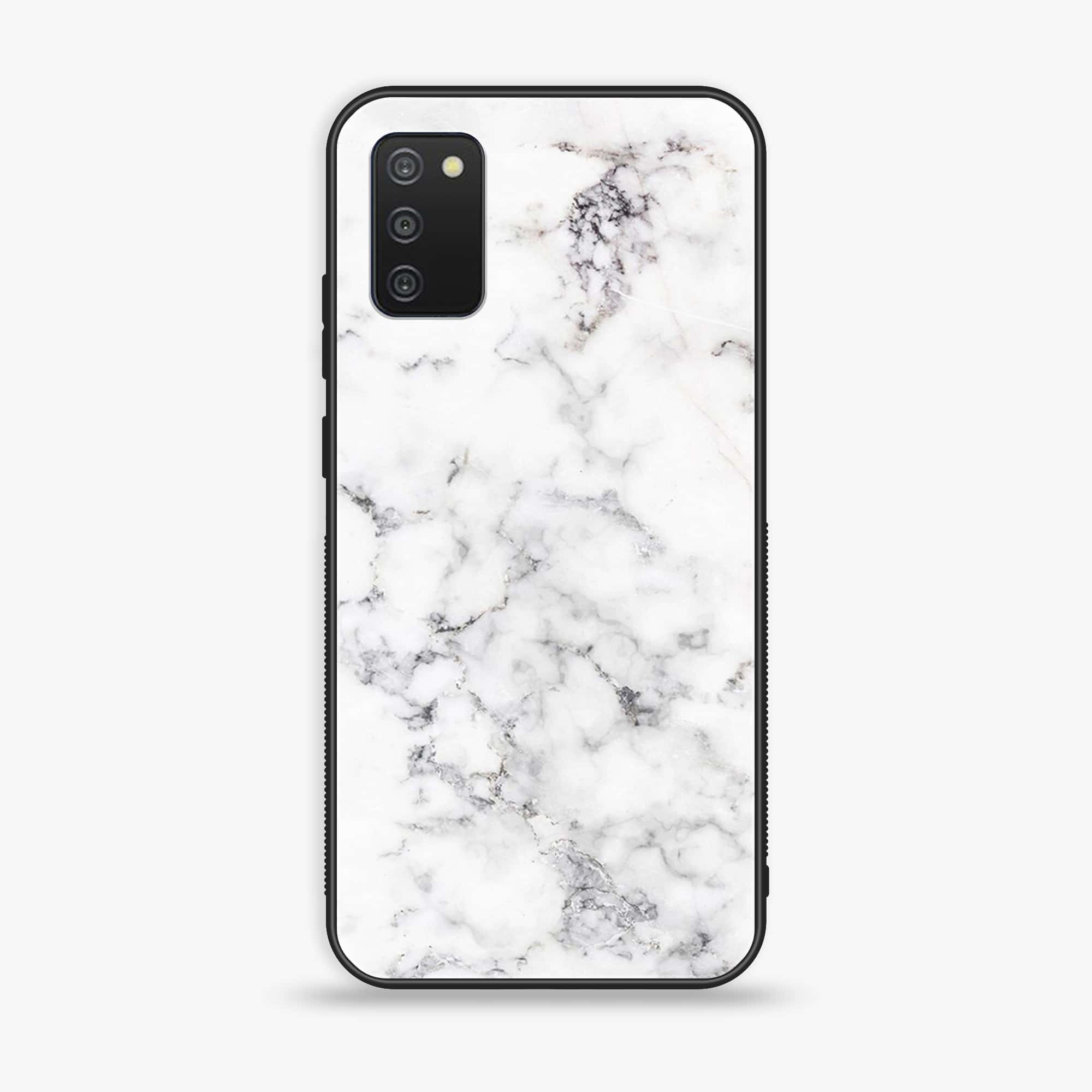 Samsung Galaxy A03s - White Marble Series - Premium Printed Glass soft Bumper shock Proof Case