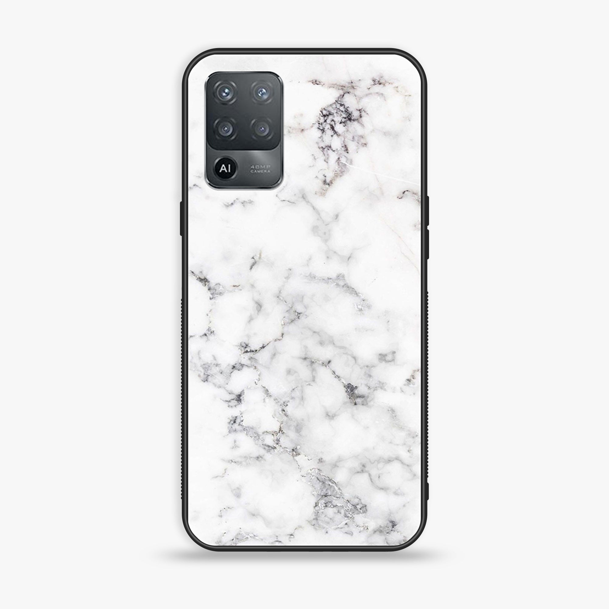 Oppo F19 Pro - White Marble Series - Premium Printed Glass soft Bumper shock Proof Case