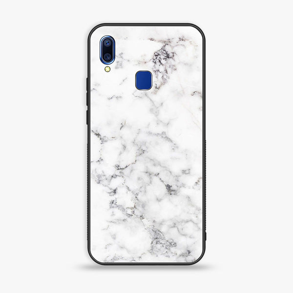 VIVO Y91 - White Marble Series - Premium Printed Glass soft Bumper shock Proof Case