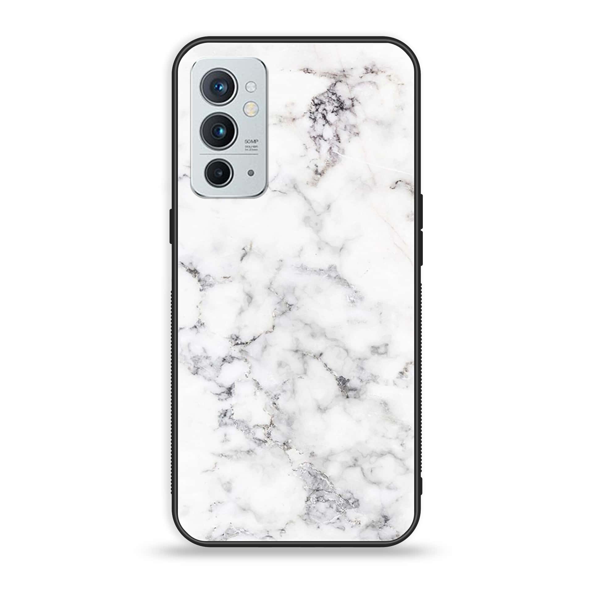OnePlus 9RT 5G - White Marble Series - Premium Printed Glass soft Bumper shock Proof Case