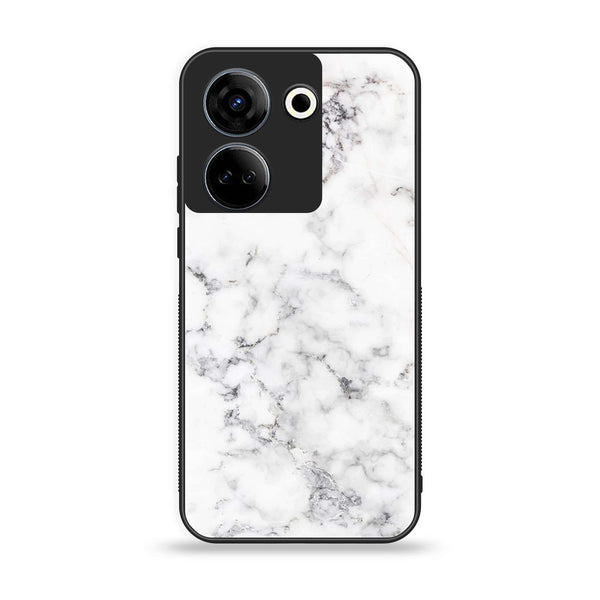 Tecno Camon 20 / 20 pro  - White Marble Design 10  - Premium Metal  Printed soft Bumper shock Proof Case  CS-27593