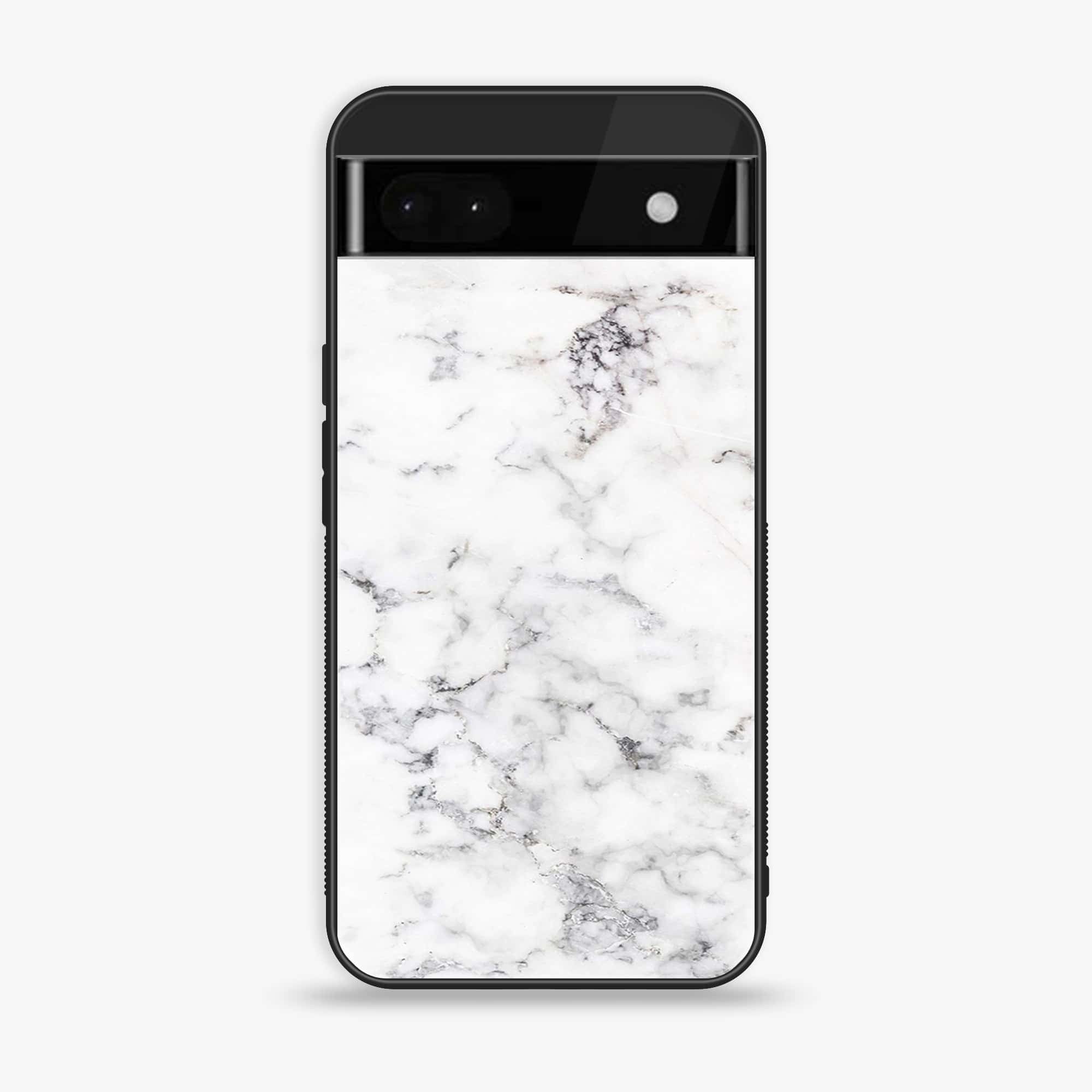 Google Pixel 6A - White Marble Series - Premium Printed Glass soft Bumper shock Proof Case