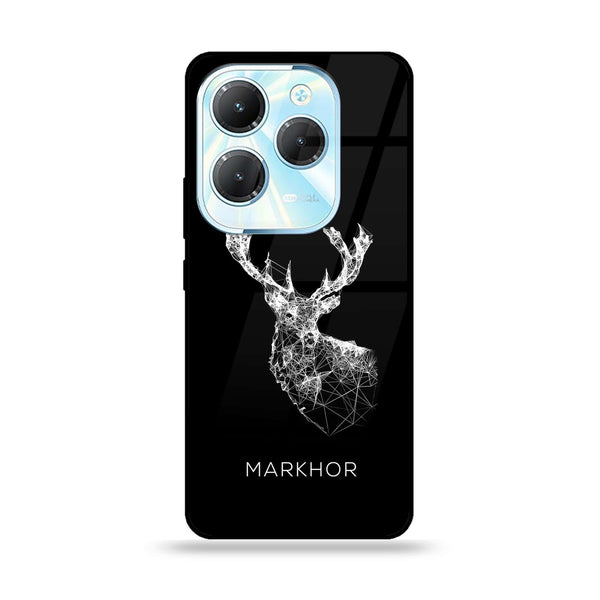 Infinix Hot 40/Hot 40 Pro  - Markhor Design 4- Premium Printed Glass soft Bumper shock Proof Case CS-15864