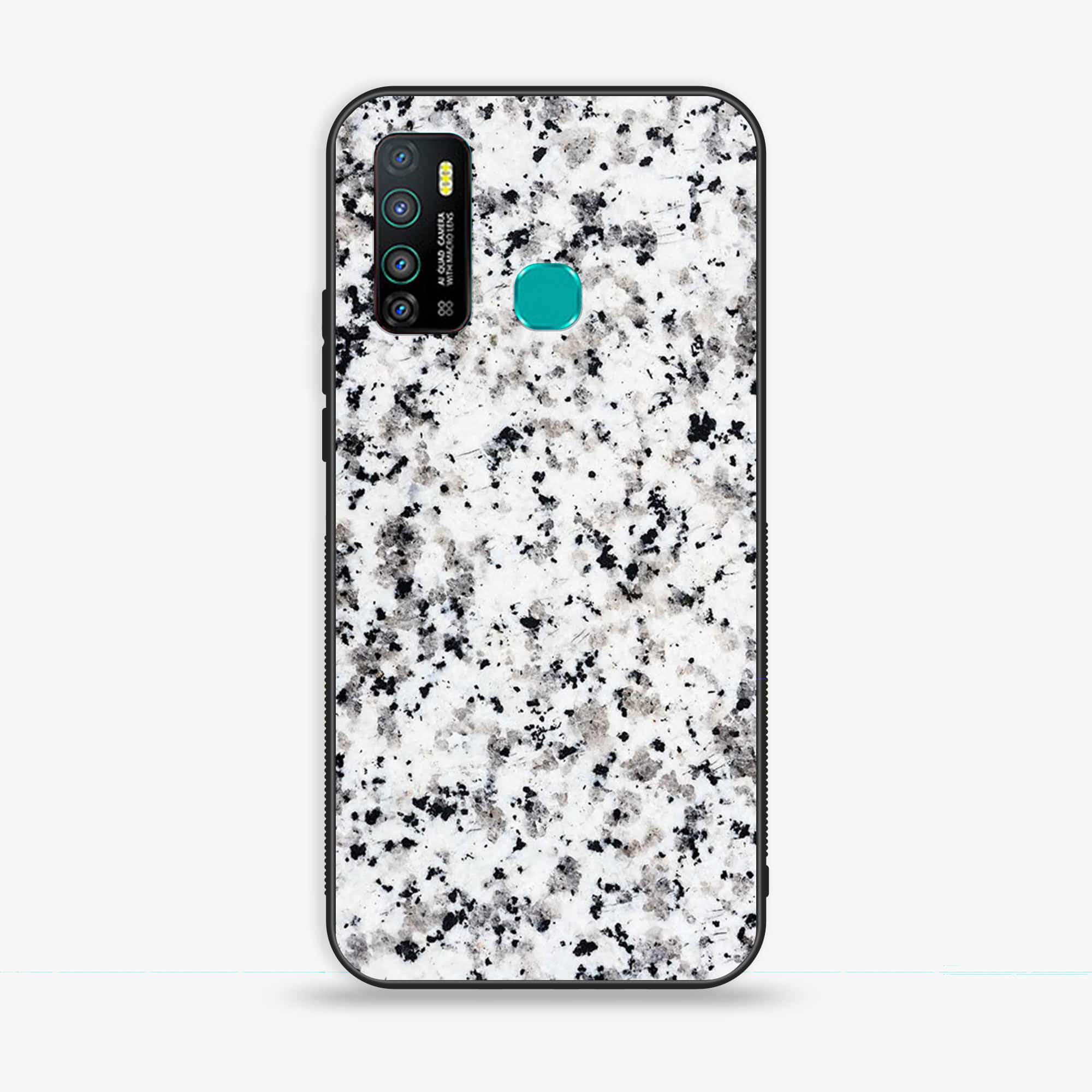 Infinix Hot 9 - White Marble Series - Premium Printed Glass soft Bumper shock Proof Case