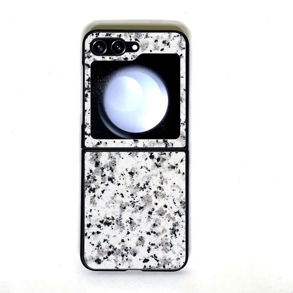 Galaxy Z Flip 5 - White Marble - Design 9 - Premium Printed Glass soft Bumper shock Proof Case