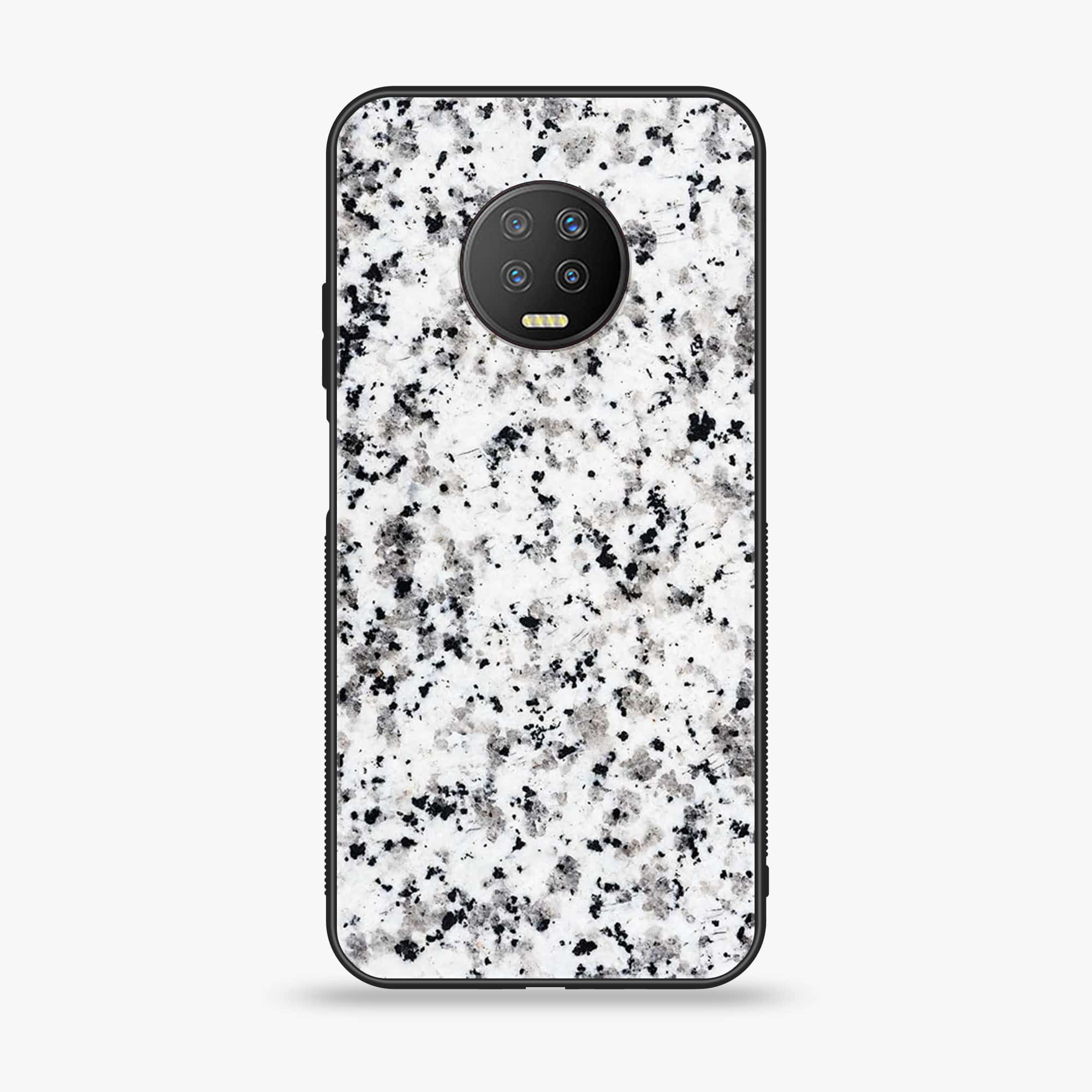 Infinix Note 7 - White Marble Series- Premium Printed Glass soft Bumper shock Proof Case