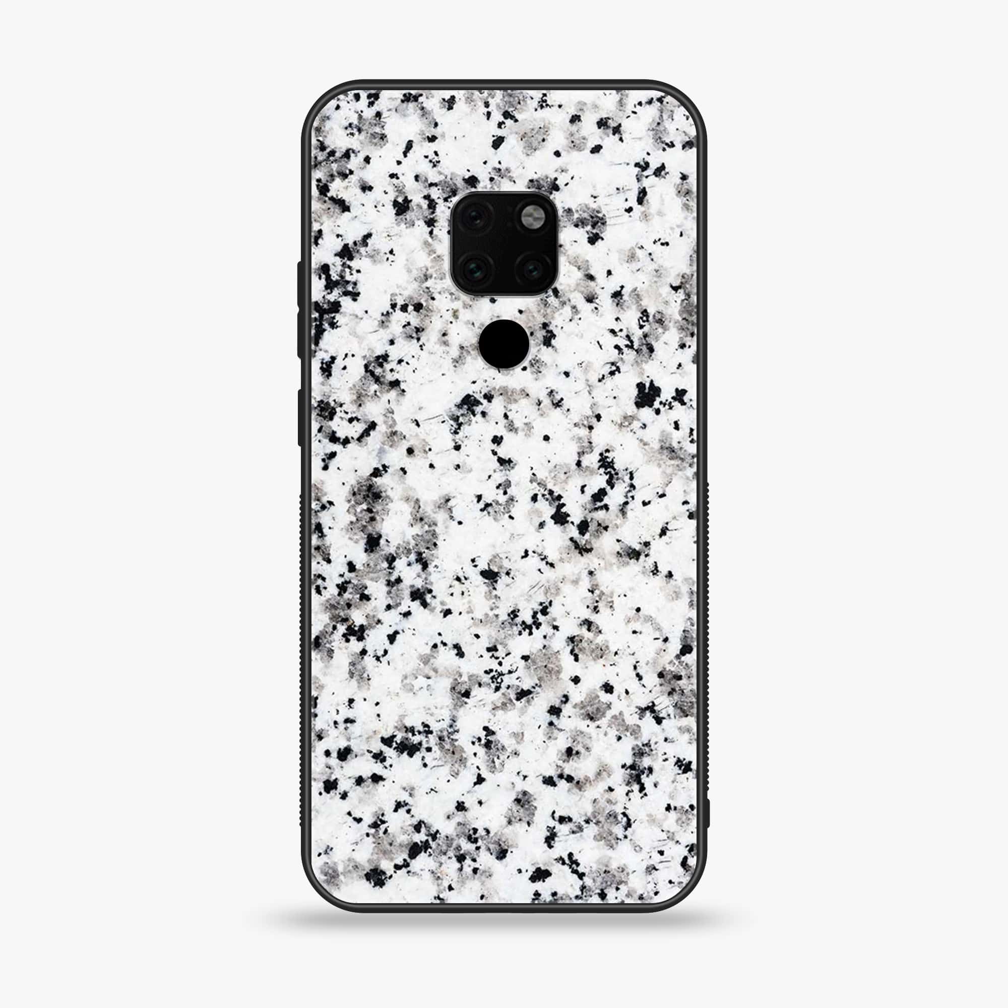 Huawei Mate 20 - White Marble Series - Premium Printed Glass soft Bumper shock Proof Case
