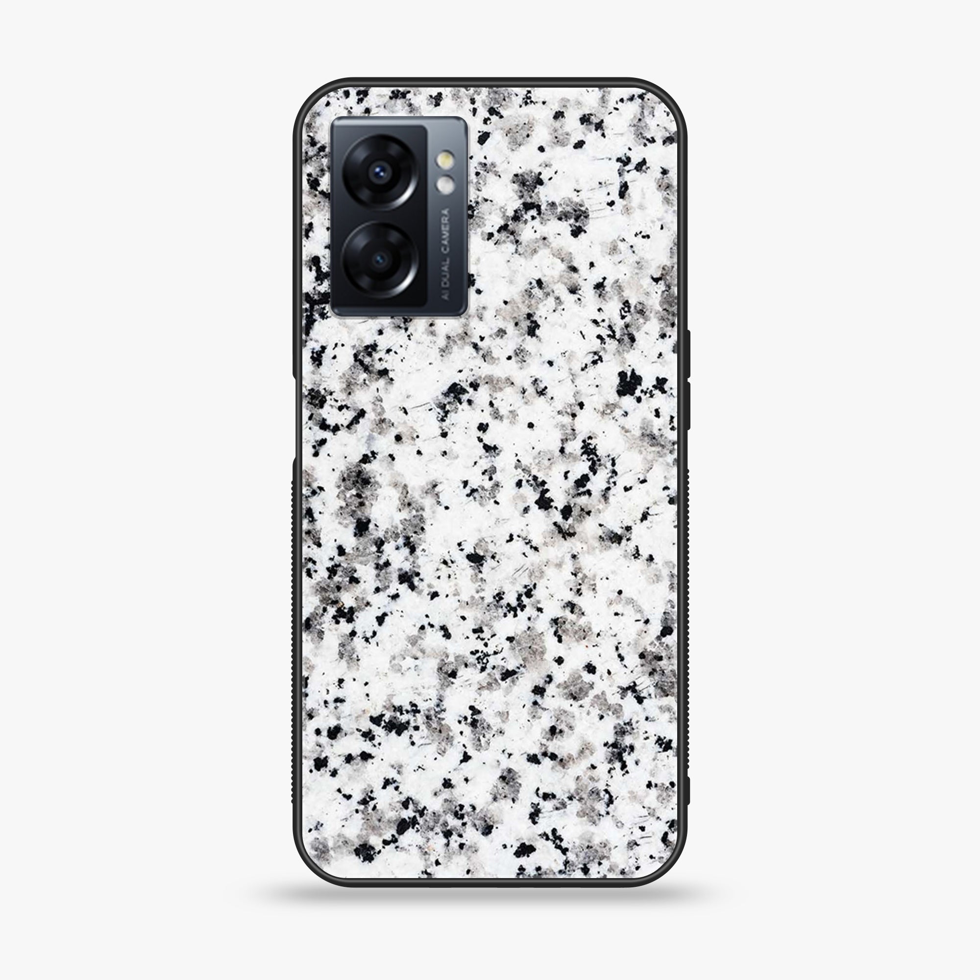 Oppo A77 4G - White Marble Series - Premium Metal Printed soft Bumper shock Proof Case