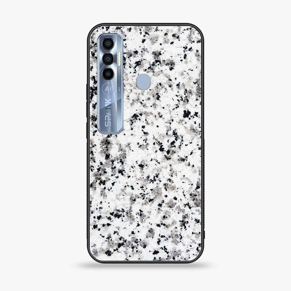 Tecno Spark 7 Pro  White Marble Design 9 Premium Printed Glass soft Bumper shock Proof Case CS-20212