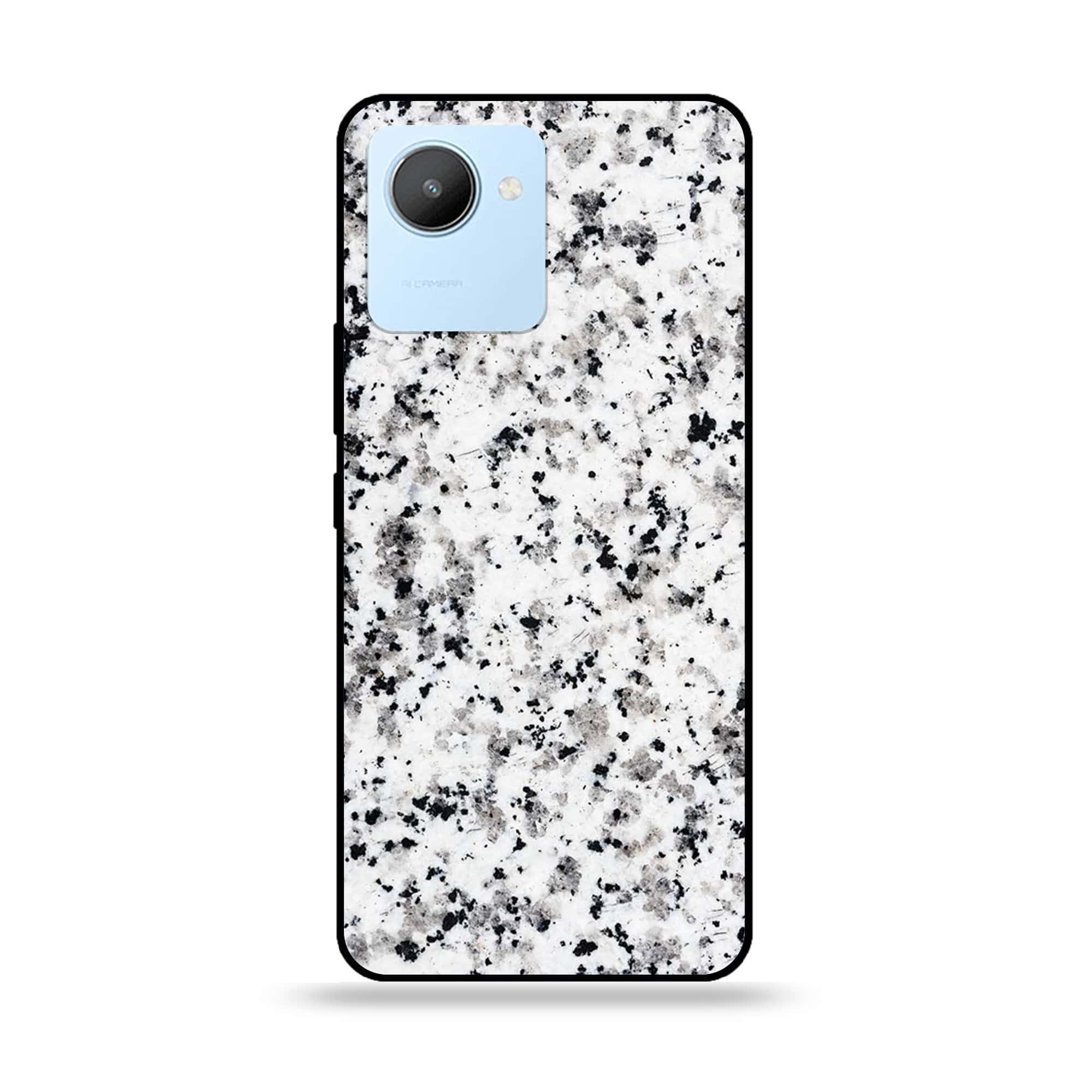 Realme C30 - White Marble Series - Premium Printed Glass soft Bumper shock Proof Case