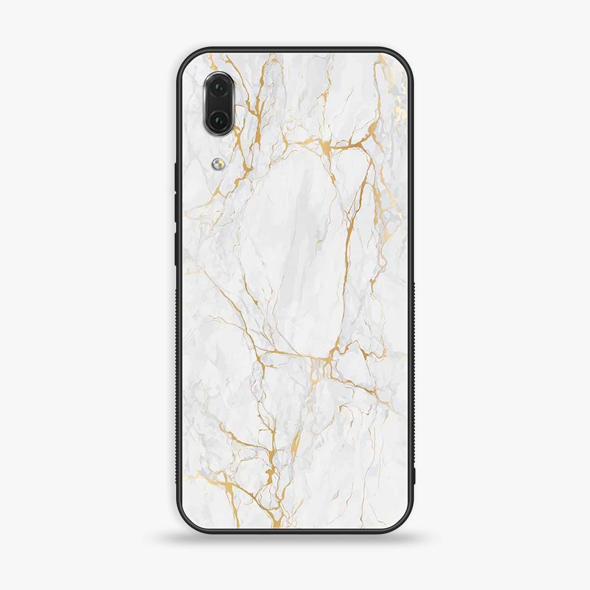 Huawei P20 - White Marble Series - Premium Printed Glass soft Bumper shock Proof Case