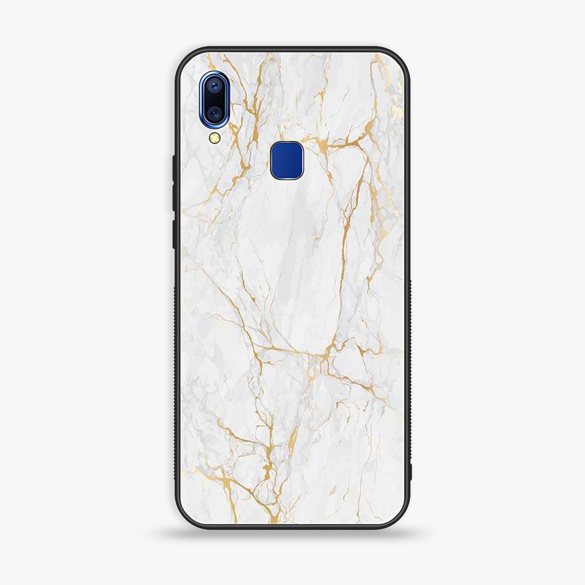 VIVO Y91 - White Marble Series - Premium Printed Glass soft Bumper shock Proof Case